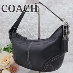 超美品✨COACH コーチ 本革 ハーフムーン ワンショルダー ハンドバッグ 黒