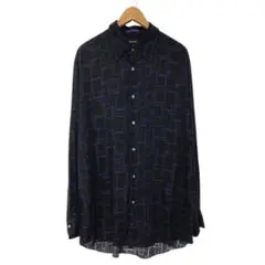 古着 90s 00s claiborn 総柄 レーヨンシャツ XL 黒 Y2Kのサムネイル
