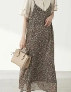 earthmusic&ecology シフォン　キャミワンピース　花柄ワンピース