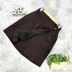 良品❗️【GU】ジーユー スエード調ラップスタイルミニスカート(M)濃焦茶色