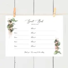 おしゃれデザイン◎【No.62】結婚式　ゲストブック　芳名帳　ピンクリーフ