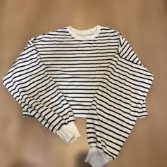 ストライプ柄長袖クロップドトップス