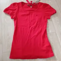 バーバリーブルーレーベルレッド 半袖Tシャツ バックリボン