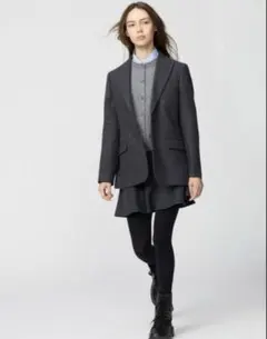 UNIQLO:C グレー系チェック柄テーラードジャケット　M