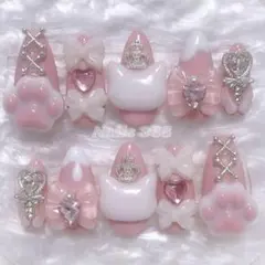 量産型ネイルチップ ピンク ネコ 肉球