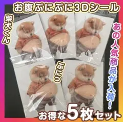 柴犬おなか ぷにぷにシール もちもち 3Dステッカー 5枚 ぷっくりお腹 韓国
