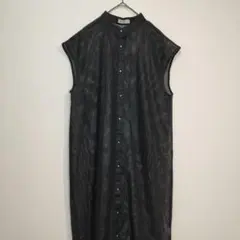 アフタヌーンティー シアー ロングワンピース ワッフル 銀ボタン カーディガン