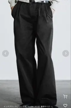 WYM LIDNM GABA WIDE 2TUCK TROUSERS S 黒