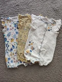 next ベビーロンパース　花柄 3点セット　3-6M 6-9M 夏