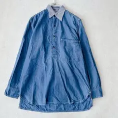 45R デニムシャツ　チュニック　長袖　ストライプ　洗える◎ ブルー　サイズ1のサムネイル