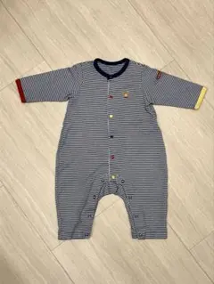 ホットビスケッツ 紺ストライプ 長袖ロンパース 70cm