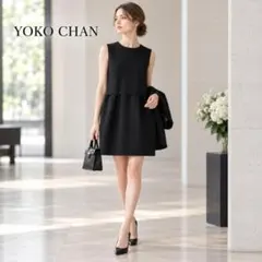 YOKO CHAN ペプラム ノースリーブ ドレス ワンピース 38 M 白黒 - メルカリ