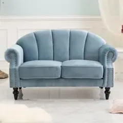 HAGIHARA ルコ2P-LBL ソファ ライトブルー 姫系