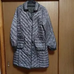 グレー系キルティングロングダウンジャケット