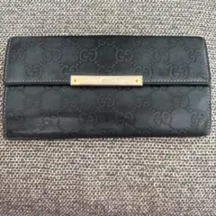 GUCCI グッチ 長財布 メタルロゴ グッチシマ ブラック GG - メルカリ