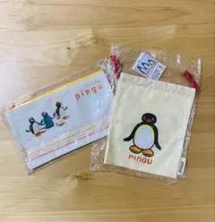 希少‼︎ PINGU ピングー 巾着／布ペンケース 2点セット