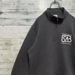 【最高デザイン】ワンポイントロゴ USA輸入 レトロ スウェット ハーフジップ