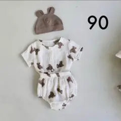 【500円引きSALE】新品◆くまセットアップ ルームウェア パジャマ 90韓国