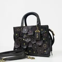 Coach ローグ25 2way ハンドバッグ ティーローズ ブラック 黒 - メルカリ