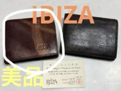 極美品 イビサ IBIZA ☆ レザー 二折財布 コンパクト 財布 焦げ茶 イビサ公式 財布 日本製 イビサ 二つ折り 本革 レザー 機能的