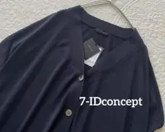 タグ付新品　7-IDconcept Vネックフレンチスリーブジレ　ネイビーのサムネイル