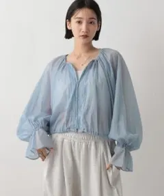 新品 LOWRYS FARM ローリーズファーム ナイロンＺＩＰギャザーブルゾン