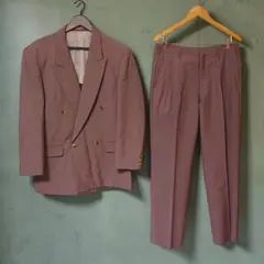 80s～90sオーバーサイズ ダブルブレスト 4釦 セットアップ くすみパープル