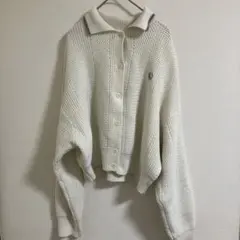 フレッドペリー　オフホワイト　 衿つきニットセーター ショート丈　38