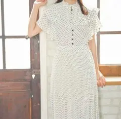 フリル付きホワイトドットワンピース ウサギオンライン