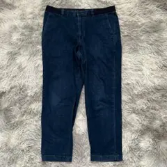 美品✨【UNIQLO】ダークブルーデニムパンツ L 大きいサイズ ウエストゴム