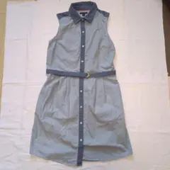 TOMMY HILFIGER ノースリーブシャツワンピース グレー