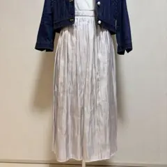 ローズバッド プリーツロングスカート フリーサイズ 美品 ウエストゴム 光沢