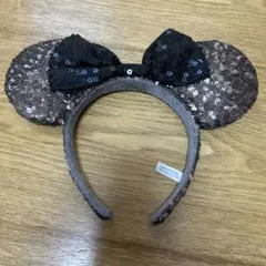 ミッキー耳カチューシャ ブラウン スパンコール