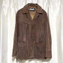 【美品】80s Schott スエード フリンジ ウエスタンジャケット 36