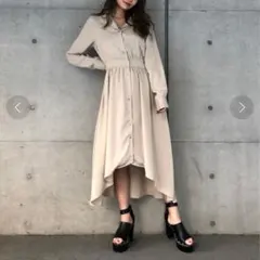 ENVYM フロントアシンメトリー　ワンピース　ロング　シャツ　トレンチ