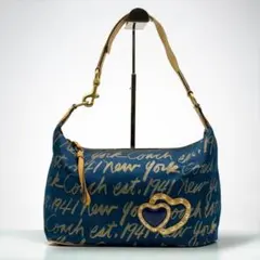 Y2K COACH アクセサリーポーチ ハート スタッズ ラメ ネイビー