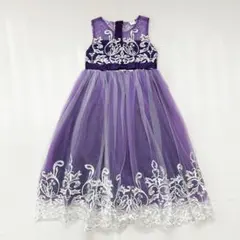 ノースリーブドレス　120　キッズ　レース　リボン　フレア　結婚式　発表会　美品