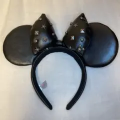 スタッズ付きブラックミッキー耳カチューシャ