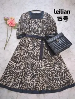 極美品】レリアン 華やかプリント ノーカラーコート 13+ ストレッチ