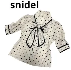 スナイデル　ドット柄　ブラウス　アイボリー　黒　Ｆ　リボン ボウタイ
