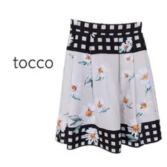 B217【tocco】花柄 チェック フレアスカート カジュアル ガーリーのサムネイル