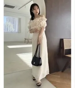 SNIDEL スナイデル ボリュームラッフルフリルプリントワンピース