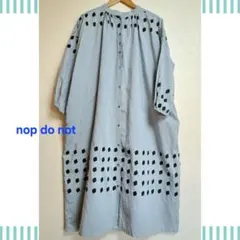 【nop do not】ライトグレー×ドット 長袖シャツワンピース 秋ナチュラン