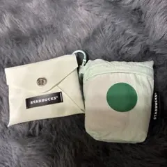 STARBUCKS エコバッグ グリーン ポーチカラビナ付き
