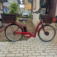 電動アシスト自転車 レッド バスケット付き - メルカリ