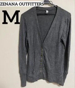 【ZENANA OUTFITTERS】 グレー Vネックカーディガン M