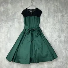 美品　東京ソワール ノースリーブ　ワンピース　グリーン　パーティー　お呼ばれ　夏