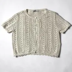 ZARA 半袖 透かし編み ニット カーディガン Mサイズのサムネイル