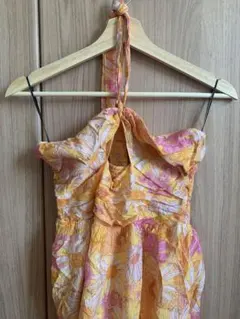 【H&M】花柄　ホールネック　ワンピース
