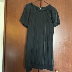 Little New York 黒 半袖 ひざ丈ワンピース S